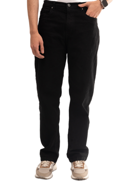 Men's Baggy Wide Leg Jeans – Jet Black – Sizes 28-38