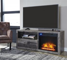 Rustic Grey TV Stand with Fireplace - ($39 Down) NO CREDIT CHECK FINANCING