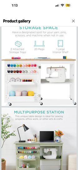 Folding Sewing Table Multipurpose Craft Station & Side Desk