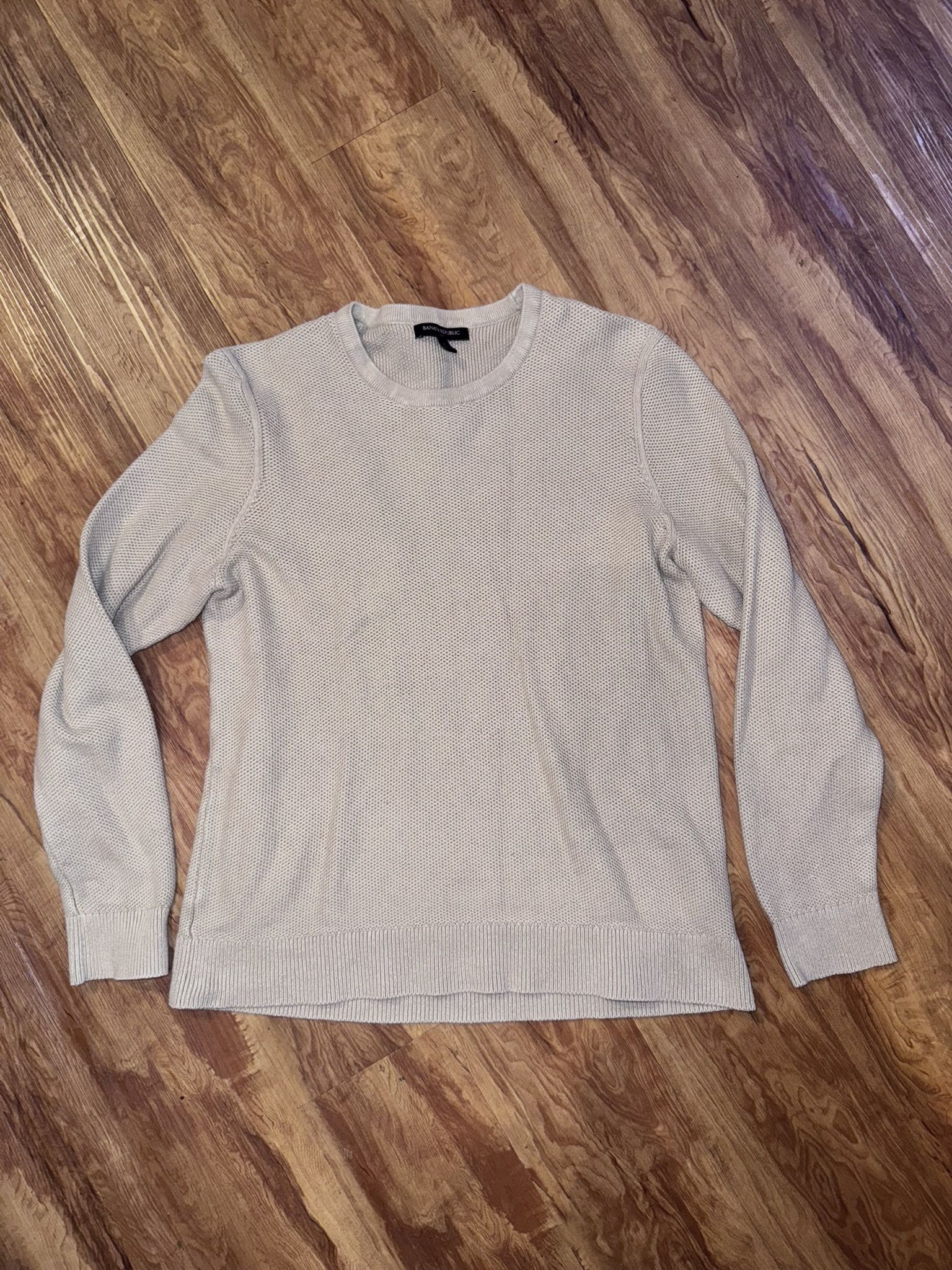 Women Banana Republic Brown Tan Pullover Sweater Large Wool Blend Long Sleeve sh