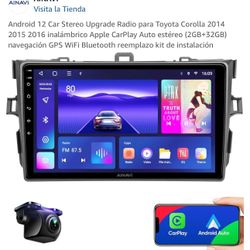  Car Stereo Upgrade Radio para Toyota Corolla 2014 2015 2016 inalámbrico Apple CarPlay Auto estéreo (2GB+32GB) navegación GPS WiFi Bluetooth reemplazo