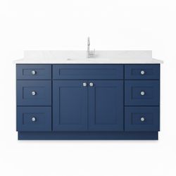 60-Inch Master Bathroom Vanity – Solid Wood & Quartz