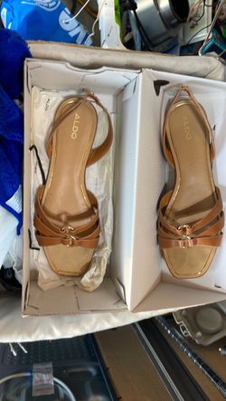 Aldo Strappy Sandals with Gold Hardware