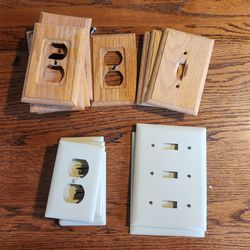 Oak Wood & Ivory Outlet/Switch Covers Bundle – 19 Total