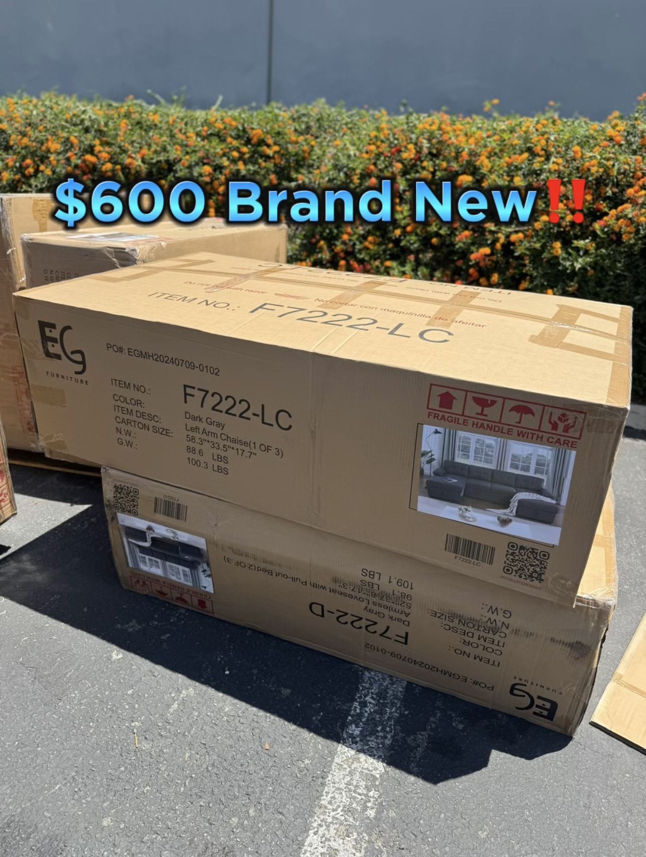Double Storage Sectional Couch ποΈ Brand New In Box π¦ Double Storage β
Pull Out Bed β