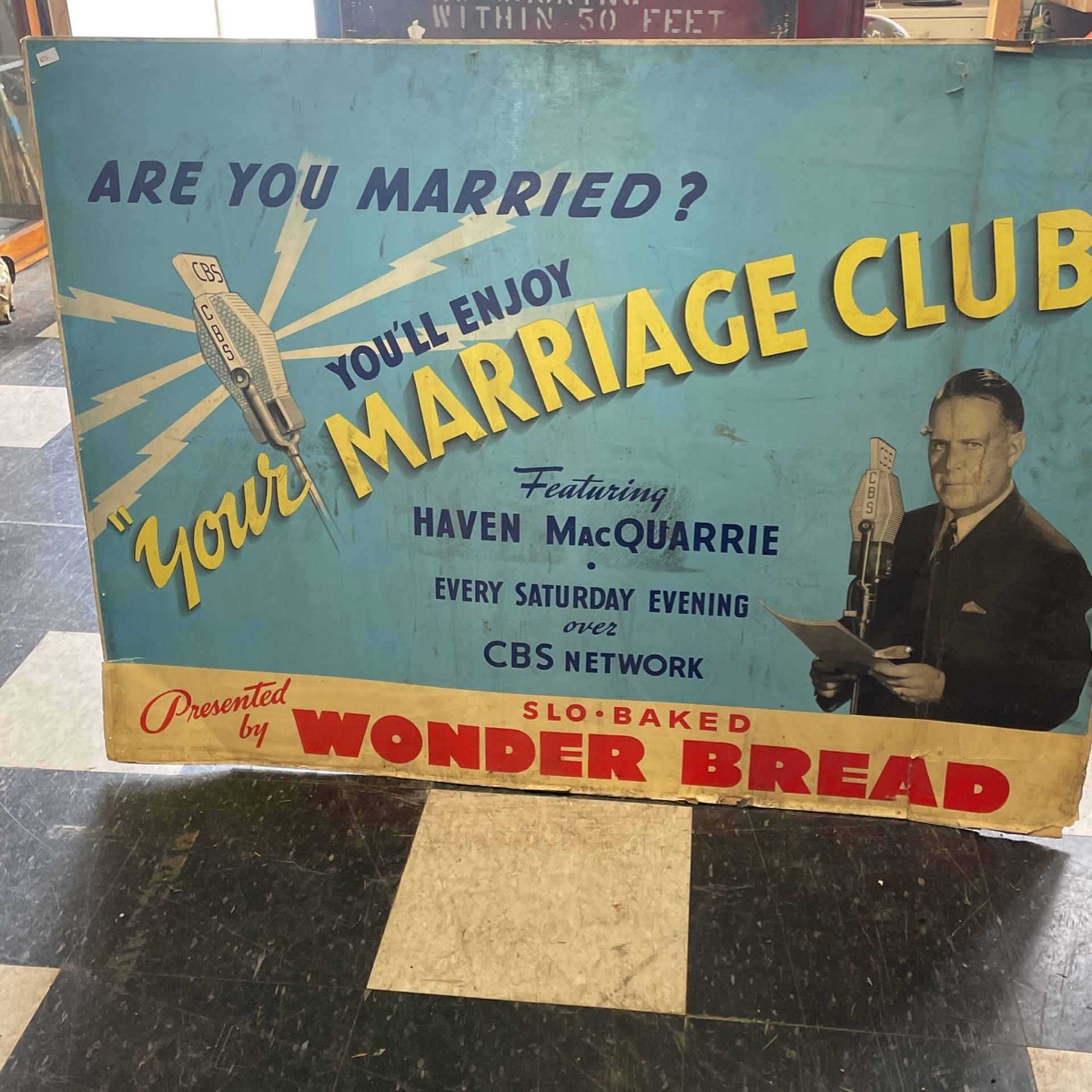 Vintage Cardboard Sign - CBS radio Show