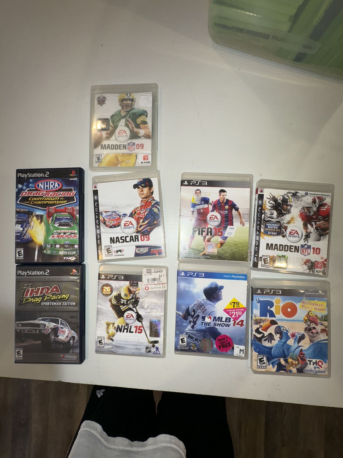 Lot of 9 PlayStation 2 and PS3 video games. Rio drag racing NASCAR Madden football FIFA soccer