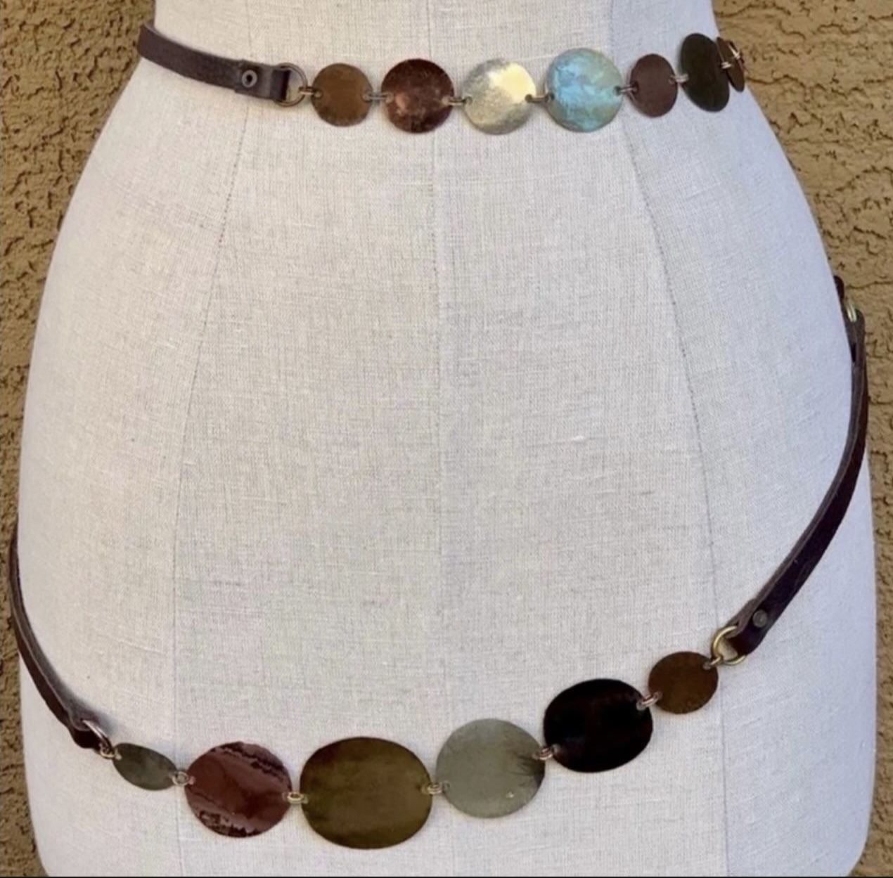 Sibilia Handmade Leather, Brass and Copper Wrap Around Belt