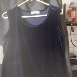 Women's Beautiful Royal Blue Velveteen Short Sleeve Tunic Large