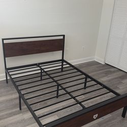 Queen Bed Frame + Mattress (Good Condition) – Ready to Use