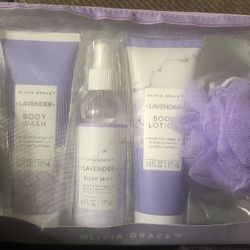 OLIVIA GRACE 4 Pc LAVENDER BATH COLLECTION W MESH BAG NEW