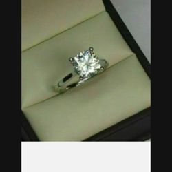 Certificate Included 3.5 Ct Cushion Cut Moissanite Hidden Halo Engagement Ring 14k White Over Silver