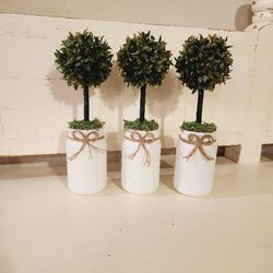 Artificial Topiary Trees In Mason Jars.all For $20