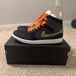 Mens Air Jordan Retro 1 Mid SE Craft 'Anthracite Light Olive'