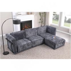 120 Inch Chenille Modular Sofa , Sturdy Iron,Wood Frame