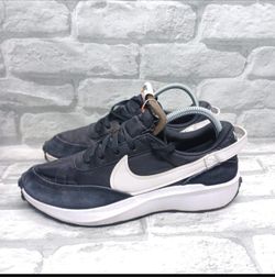 Nike Waffle Debut Running Shoes Womens 8.5 Black White Sneakers