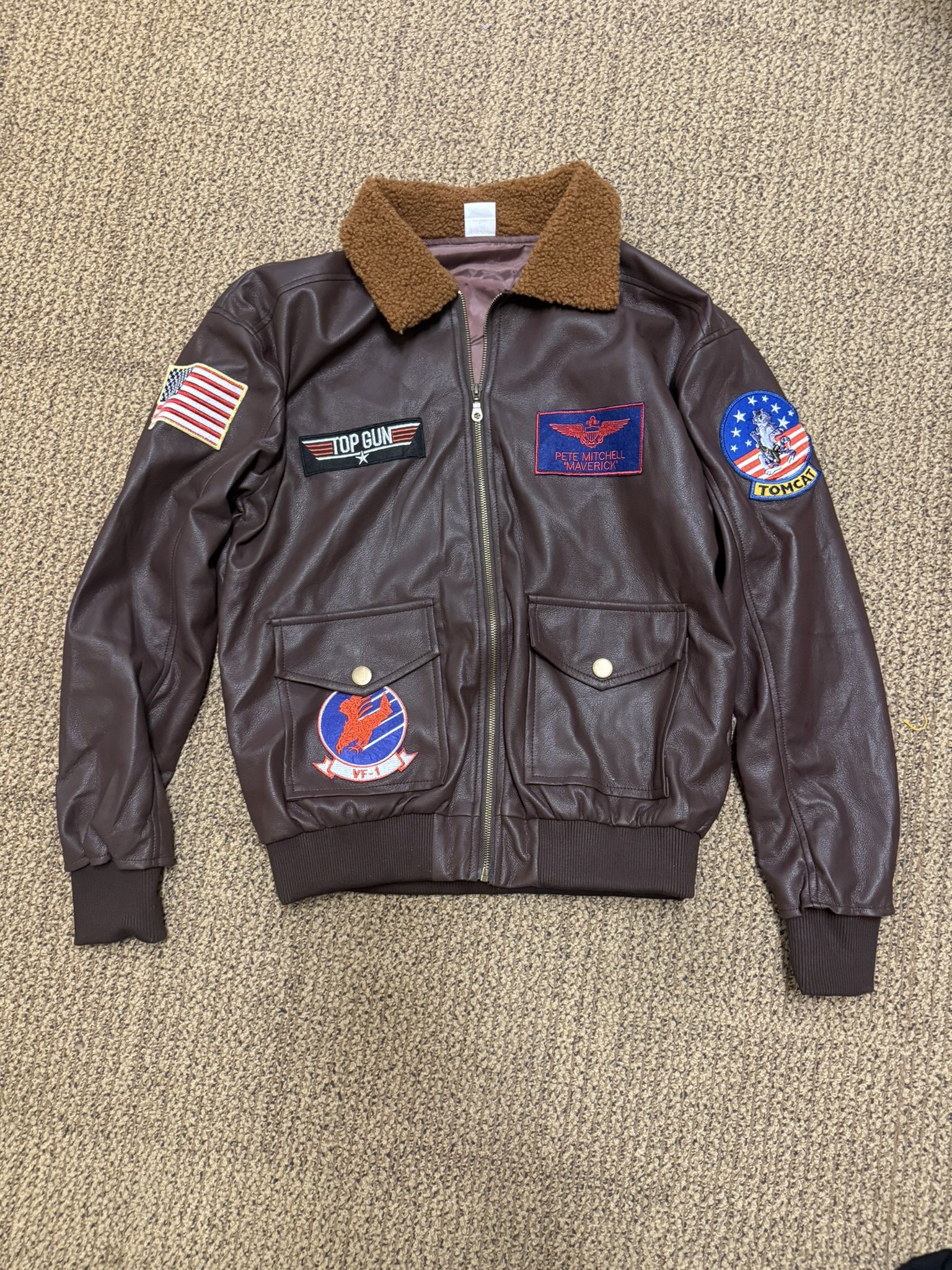 top gun faux leather bomber jacket