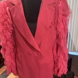Pink Jacket and Sequined Skirt