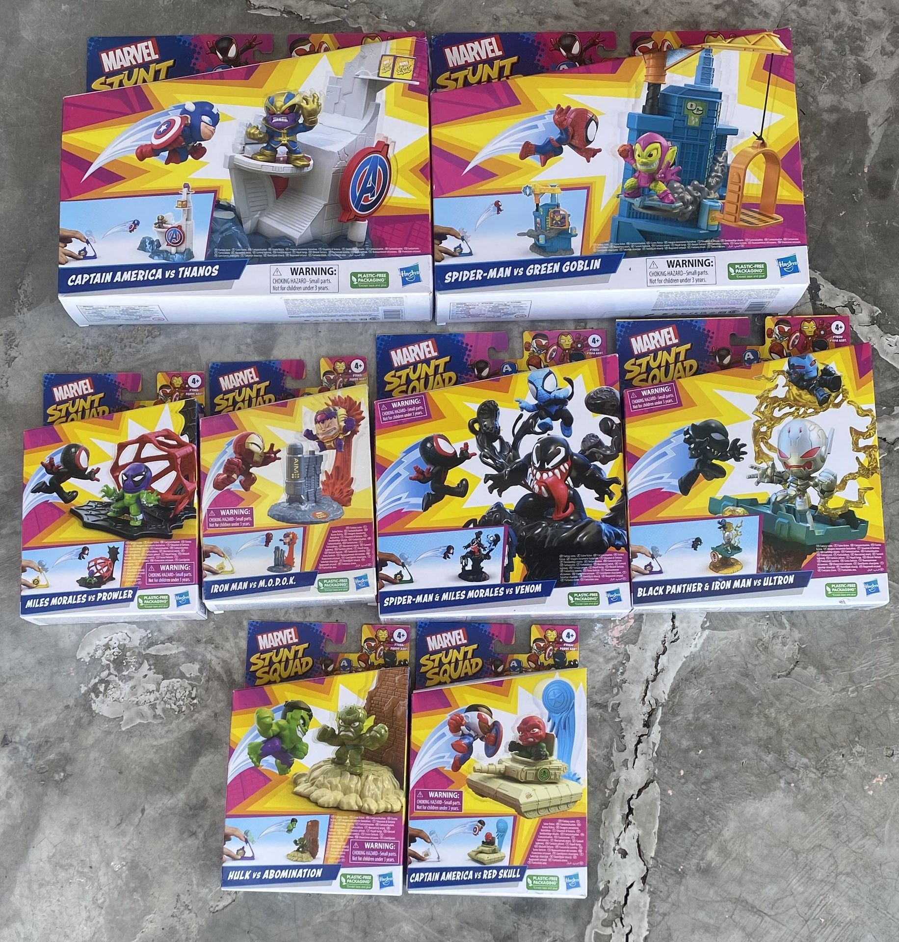 Complete Set Of The MARVEL STUNT SQUAD SET OF 8 !!! Brand New Never Opened !