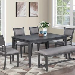 Brand New Grey 6pc Dining Table Set 