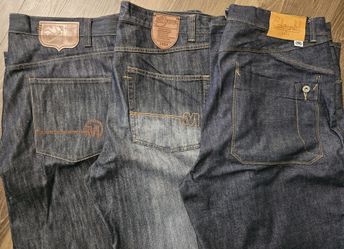 3 Pair of Ol School Relaxed Style Jeans Size 38x32L (2)Mecca USA & Echo Unlimited SEE DESCRIPTION