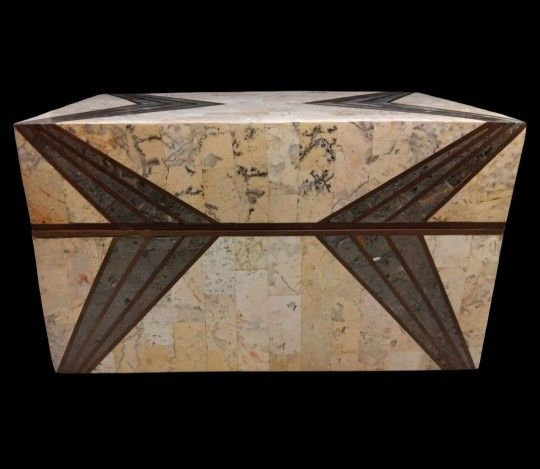 Vintage Solid "8 Heavy MAITLAND SMITH Tessellated Brass Inlay Box