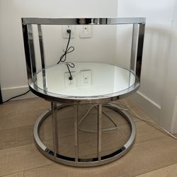 Set Of 2 Matilda Glass Top Framed End Table With Storage