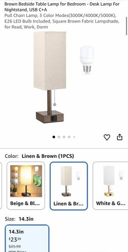 Bedside Table Lamp with USB Ports