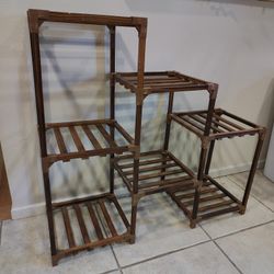 Wood Plant Stand & Shelves 