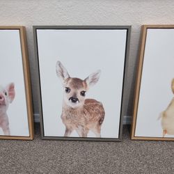 Set of 3 Pieces Baby Deer Animal Print Portrait