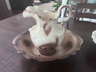 Vintage Ceramic Pitcher and Basin Set