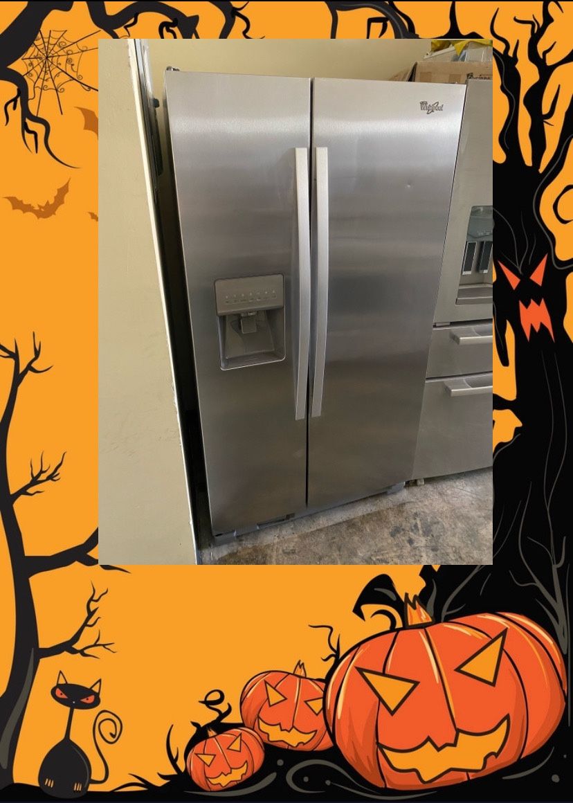 WHIRLPOOL STAINLESS SIDE BY SIDE FRIDGE
