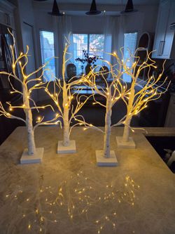 Set of 4 LED Birch Tree Lights