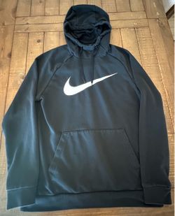 Nike Pullover Hoodie Mens Medium Black Big Swoosh Dri-FIT Training
