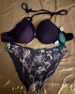 Brand New Purple Floral Bathing Suit