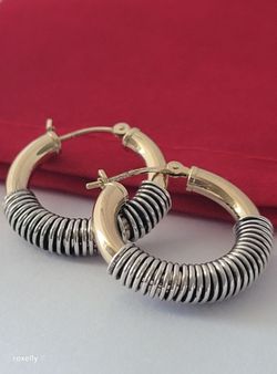 14K Solid Yellow Gold and Sterling Silver Spiral Hoop Earrings/ Aretes de Oro Sólido y Plata Esterlina! 👌🎁Post Tags: Aretes de Oro y Plata