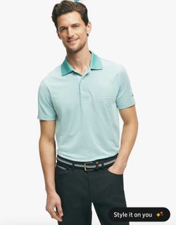 Brooks Brothers Mens Performance Stretch Short Sleeve Mini Stripe Golf Polo XL