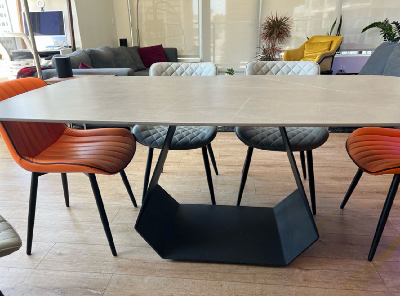 Povison Modern Dining Table - Grey Stone