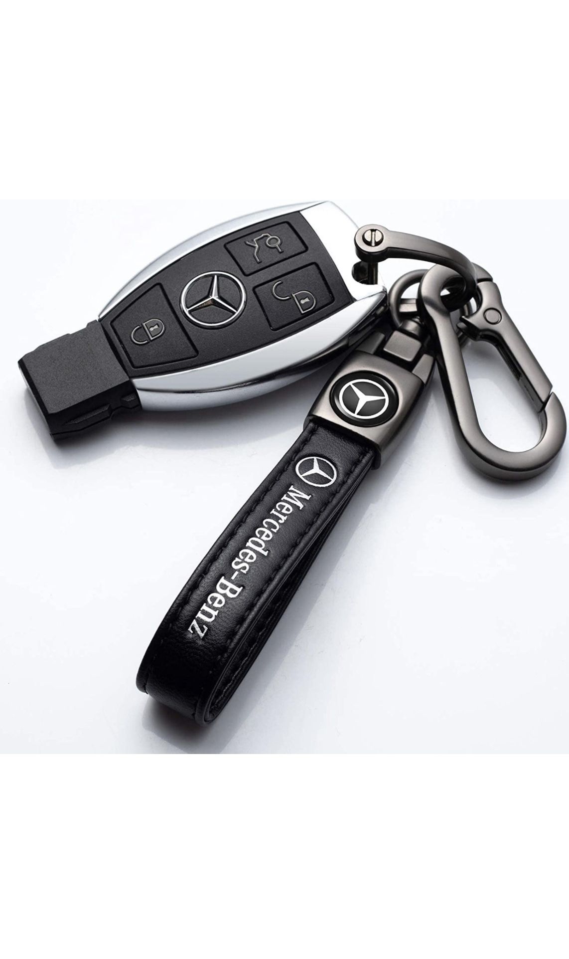 Key Chain for Mercedes  S C E S Class GLA AMG With Leather & Clip