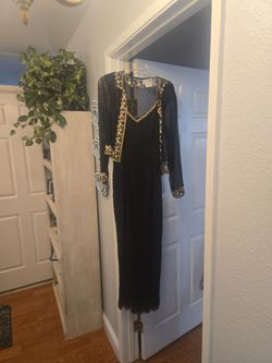 Black Beaded Evening Gown with Jacket
