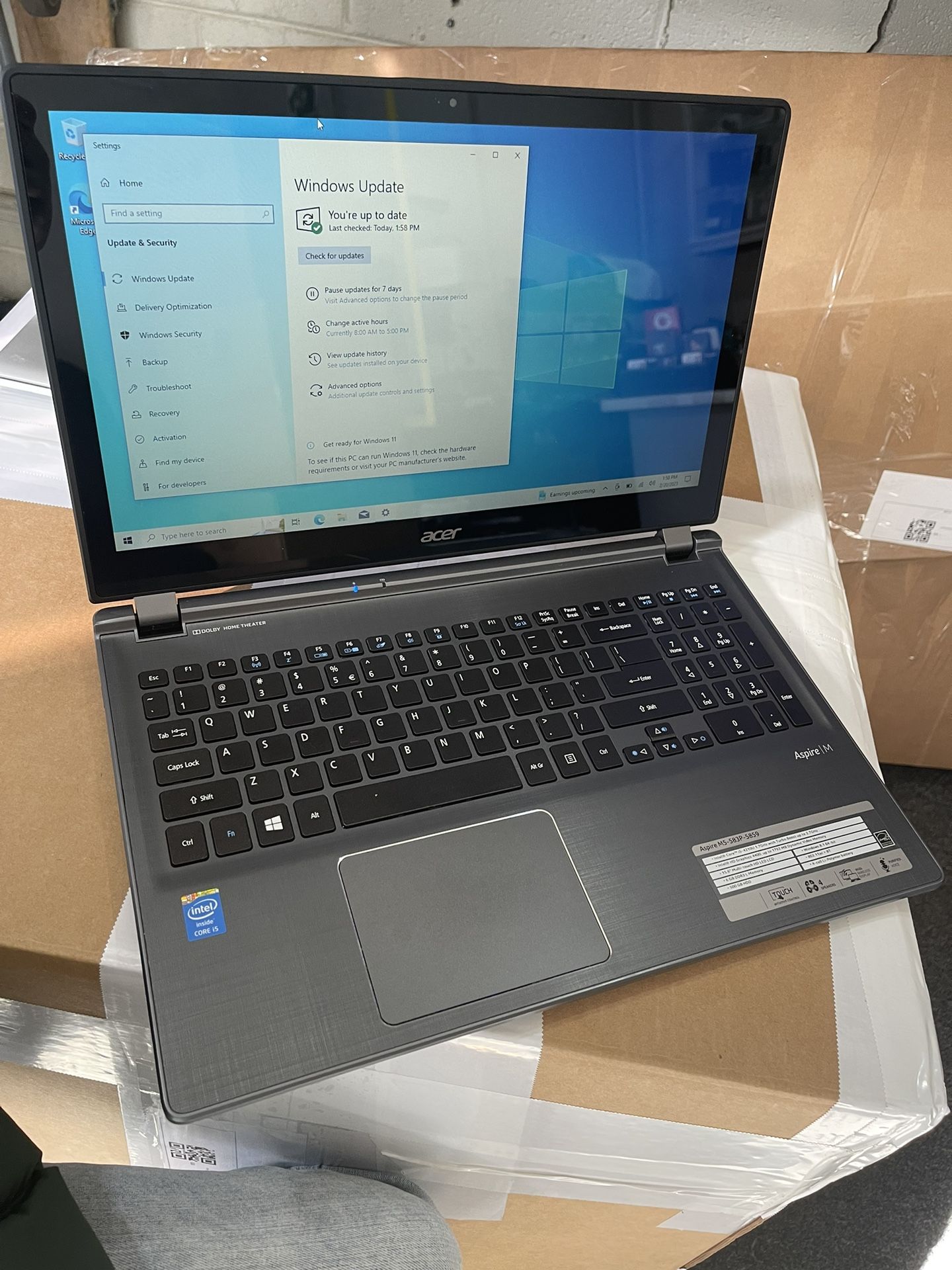 Acer Aspire M5 Touchscreen Laptop