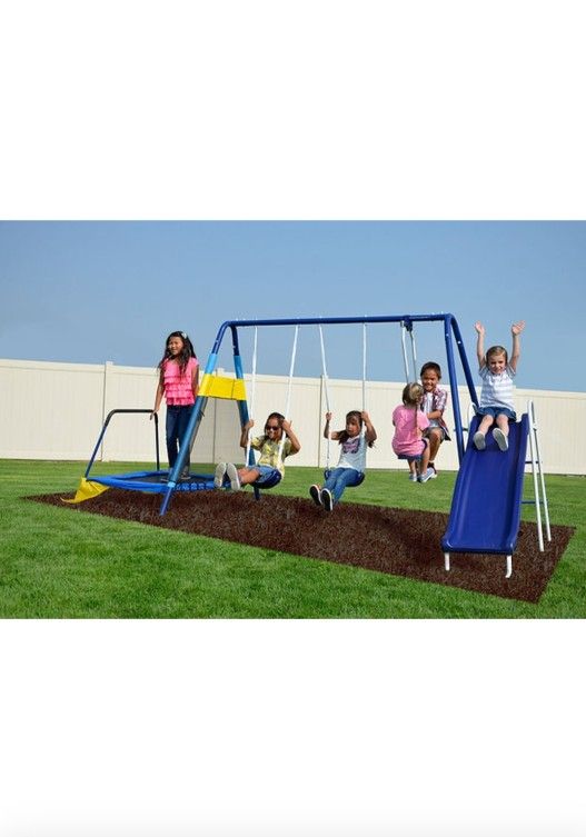 600lbs Playground Swing Sets for Backyard with Slide Outdoor Play Set for Kids