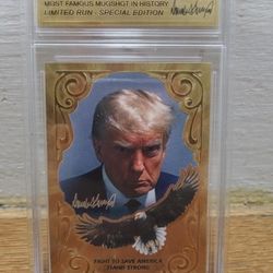 Donald Trump Gold Mugshot Card Fight To Save America "Stand Strong" Graded Gem Mint 10. 