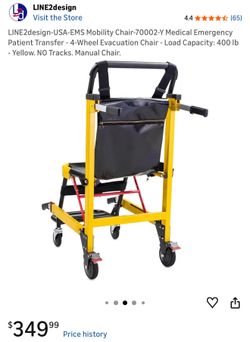 LINE2design-USA-Deluxe Heavy Duty Emergency Medical Evacuation Stair Chair - 4 Wheel in Yellow