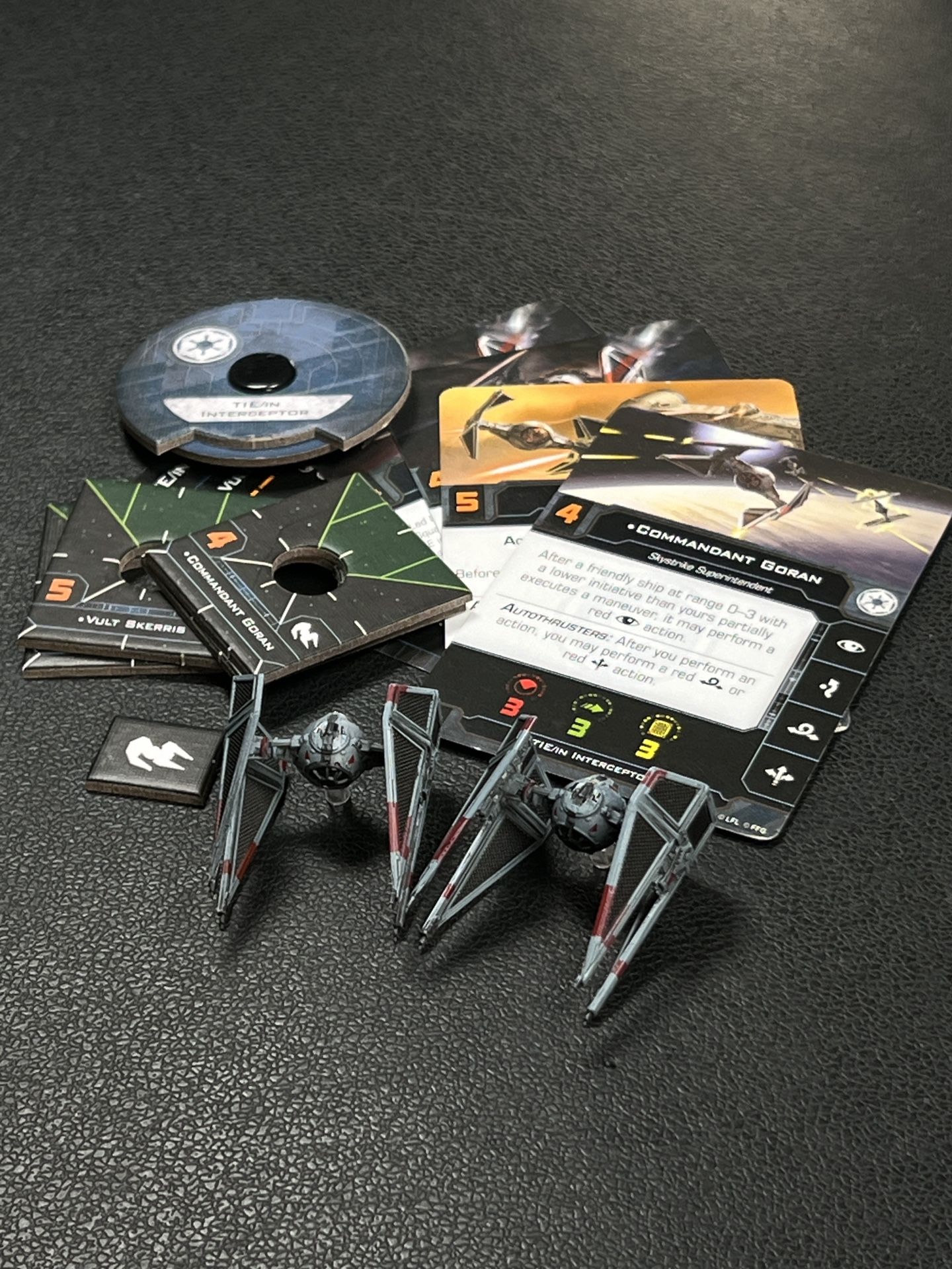 X-Wing Miniatures Game TIE Interceptor Set - Skystrike Academy, Commandant Goran & Vult Skerris