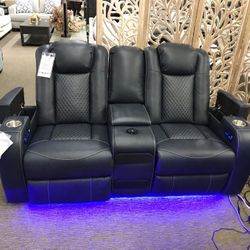 Power Bluetooth speaker, reclining loveseat