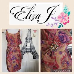 Eliza J New York Cocktail Dress with Large Jewel Bow