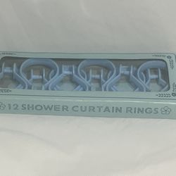 Vintage Shower Curtain Rings Hooks Blue Plastic Snap Close Retro Lot of 12