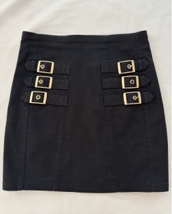 Rehab black mini skirt with silver buckle accents