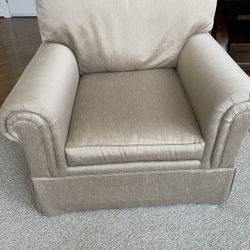Beige Chair And Ottoman